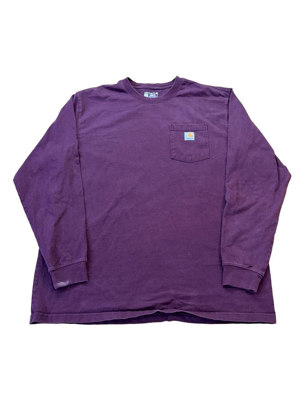 Carhartt Men's Long Sleeve T-Shirt Burgundy Size XL Loose Fit